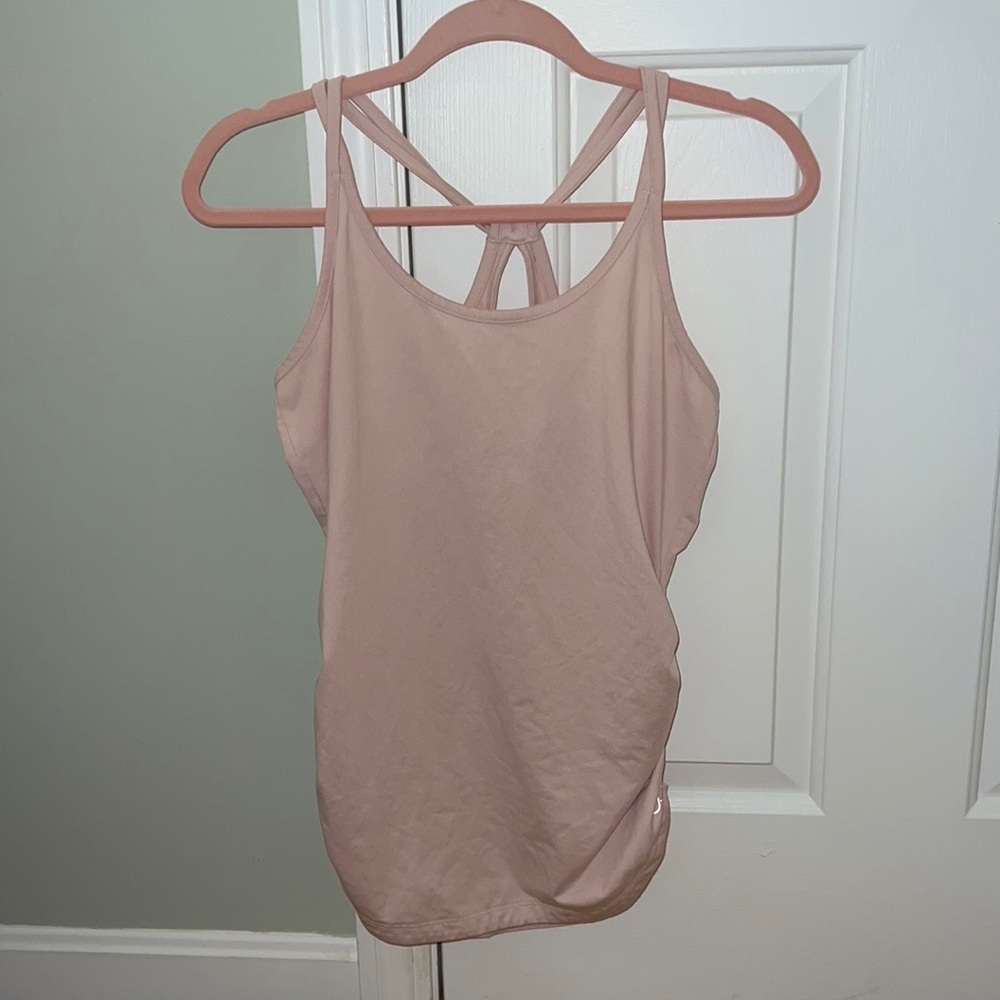Calia blush pink scrunched side racer back
